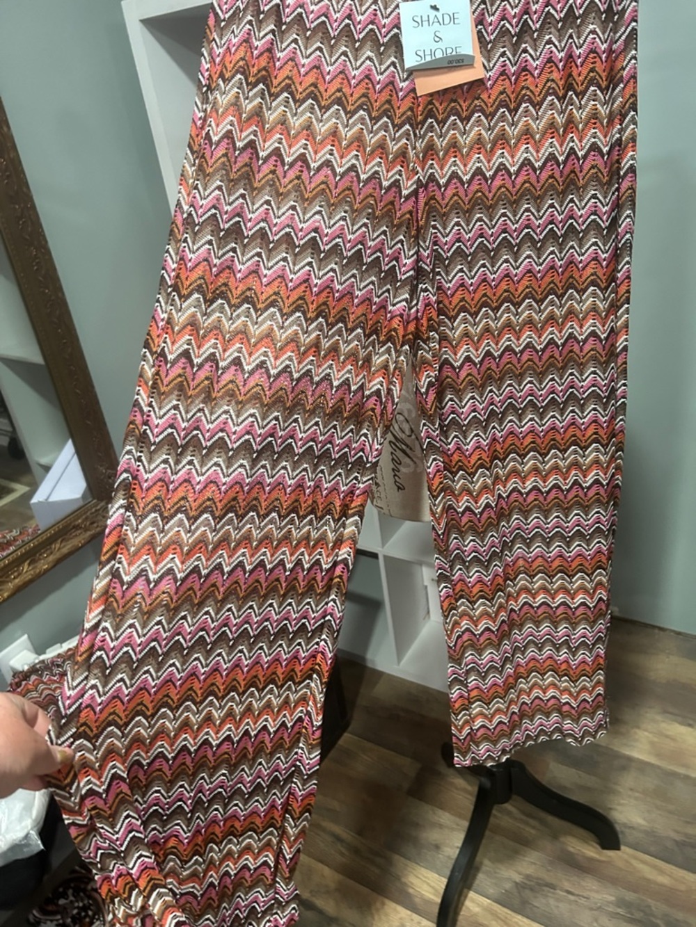 Shade & Shore Zigzag Maxi Pants in Pink, Brown & Orange - Picture 3 of 4